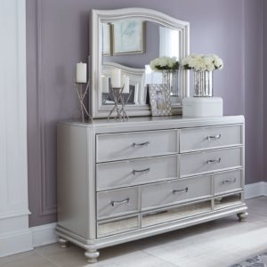 Coralayne - Silver - Dresser, Mirror With Arched Cap Rail