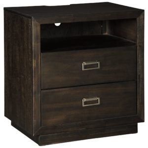 Hyndell - Dark Brown - Two Drawer Night Stand