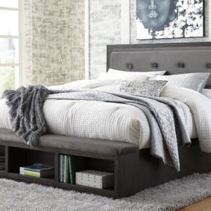 Hyndell - Dark Brown - King Upholstered Panel Bed With Storage