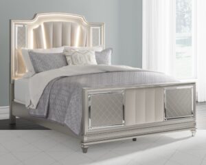 Chevanna - Pearl Silver - Queen Upholstered Panel Bed