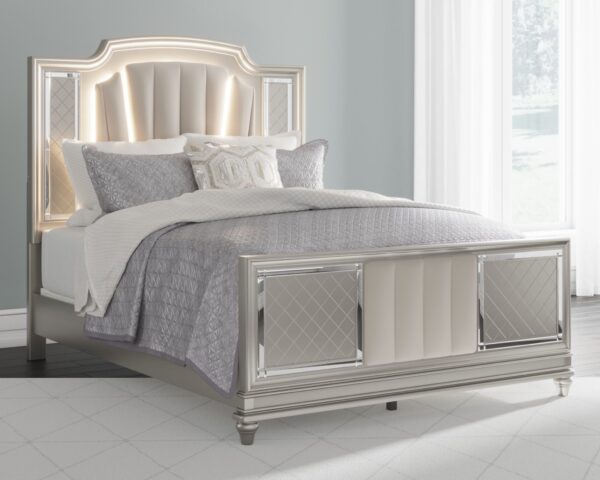 Chevanna - Pearl Silver - Queen Upholstered Panel Bed
