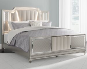 Chevanna - Pearl Silver - King Upholstered Panel Bed