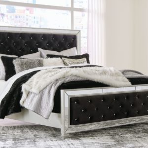 Lindenfield - Black / Silver - King Upholstered Bed