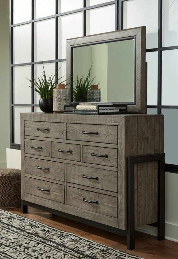 Brennagan - Gray - Dresser, Mirror