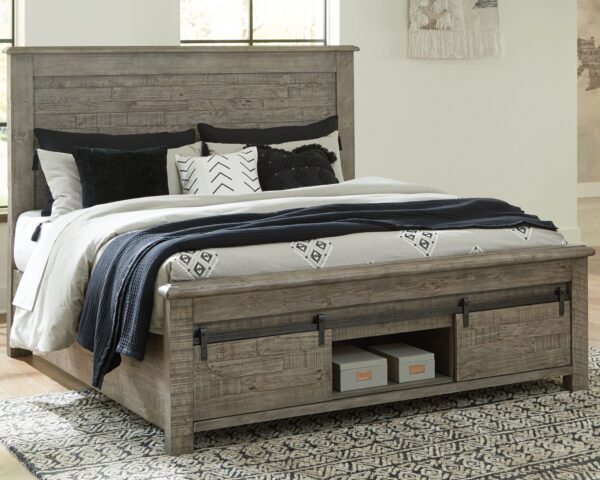 Brennagan - Gray - King Panel Bed With Footboard Storage