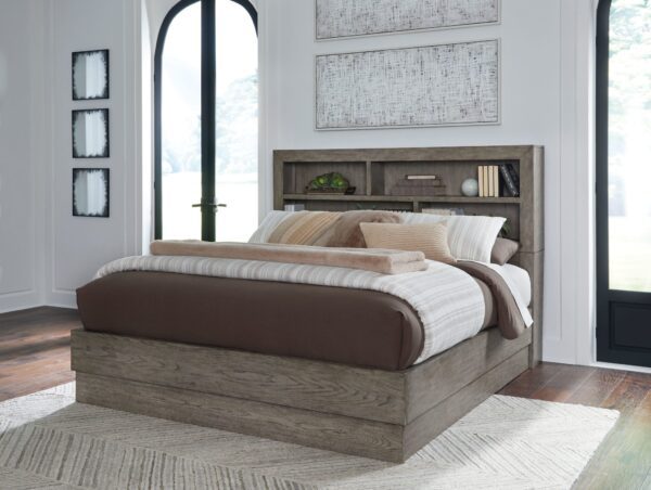 Anibecca - Weathered Gray - King Bookcase Bed
