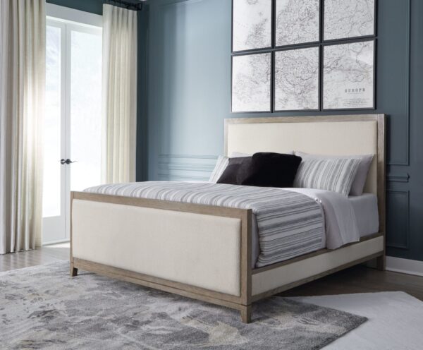 Chrestner - Gray - King Upholstered Panel Bed