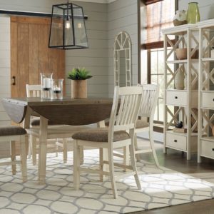 Bolanburg - Beige - 7 Pc. - Counter Table, 4 Barstools, 2 Display Cabinets