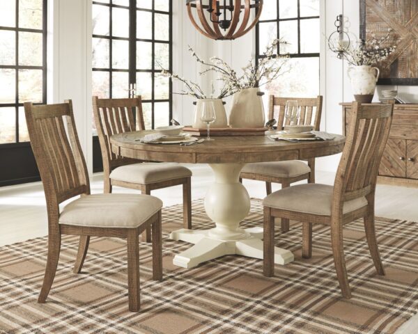 Grindleburg - Light Brown - 6 Pc. - Dining Room Table, 4 Upholstered Side Chairs