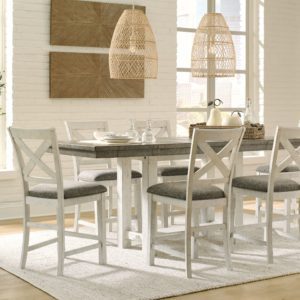 Brewgan - White / Brown / Beige - 7 Pc. - Counter Extension Table, 6 Barstools