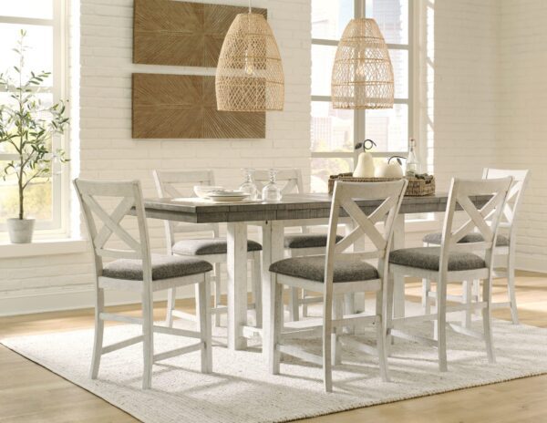 Brewgan - White / Brown / Beige - 7 Pc. - Counter Extension Table, 6 Barstools