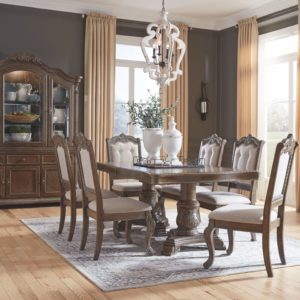 Charmond - Dark Brown - 8 Pc. - Extension Table, 6 Side Chairs
