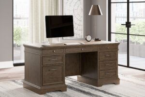Janismore - Weathered Gray - Home Office Executive Desk