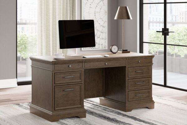 Janismore - Weathered Gray - Home Office Executive Desk