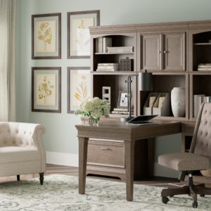 Janismore - Weathered Gray - Desk With 2 Bookcase Wall Units