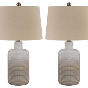 Marnina - Taupe - Ceramic Table Lamp (Set of 2)