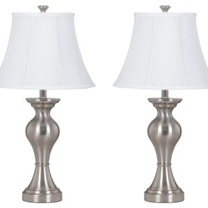Rishona - Brushed Silver Finish - Metal Table Lamp (Set of 2)