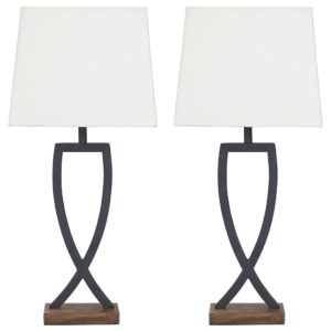 Makara - Black / Brown - Metal Table Lamp (Set of 2)