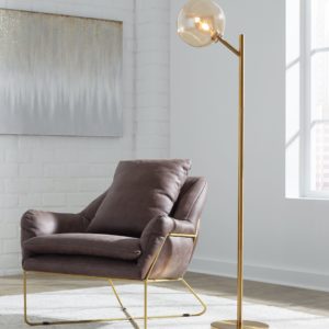 Abanson - Amber / Gold Finish - Metal Floor Lamp