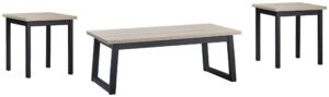 Waylowe - Natural / Black - Occasional Table Set (Set of 3)