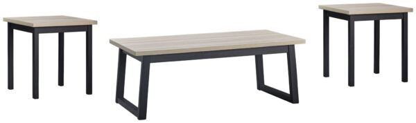 Waylowe - Natural / Black - Occasional Table Set (Set of 3)