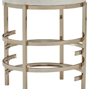 Montiflyn - White / Gold Finish - Round End Table