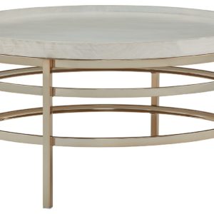 Montiflyn - White / Gold Finish - Round Cocktail Table