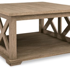Elmferd - Light Brown - Square Cocktail Table