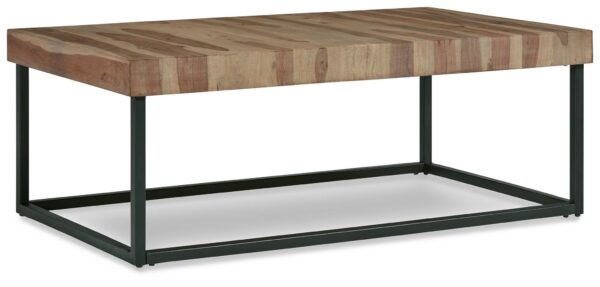 Bellwick - Natural / Black - Rectangular Cocktail Table