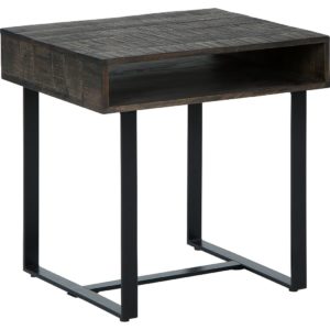 Kevmart - Grayish Brown / Black - Rectangular End Table