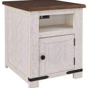 Wystfield - White / Brown - Rectangular End Table - 1 Door
