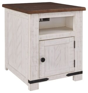 Wystfield - White / Brown - Rectangular End Table - 1 Door