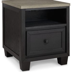 Foyland - Black / Brown - Rectangular End Table