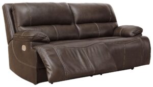 Ricmen - Walnut - 2 Seat Pwr Rec Sofa Adj Hdrest