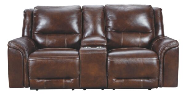 Catanzaro - Mahogany - Pwr Rec Loveseat/Con/Adj Hdrst