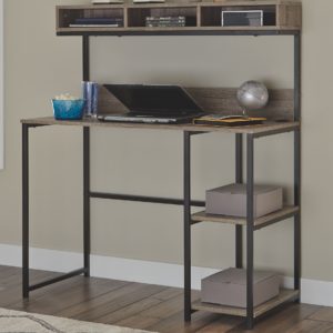 Daylicrew - Grayish Brown / Gunmetal - Home Office Desk And Hutch