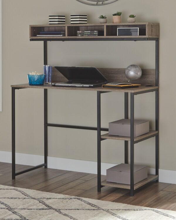 Daylicrew - Grayish Brown / Gunmetal - Home Office Desk And Hutch