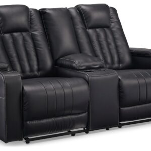 Center Point - Black - Dbl Rec Loveseat W/Console