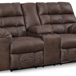 Derwin - Nut - Dbl Rec Loveseat W/Console