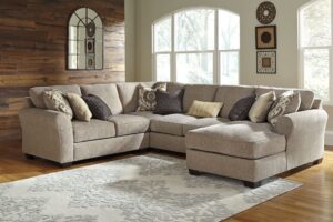Pantomine - Driftwood - Right Arm Facing Chaise With Armless Loveseat 4 Pc Sectional