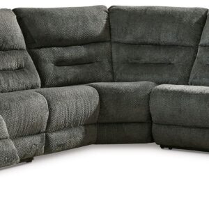 Nettington - Smoke - 4-Piece Power Reclining Sectional With Raf Pwr Rec Loveseat W/Console