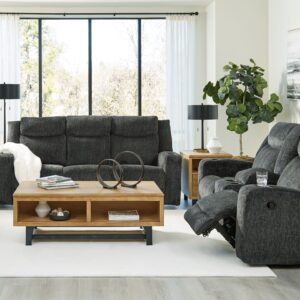 Martinglenn - Ebony - 2 Pc. - Reclining Sofa W/Drop Down Table, Reclining Loveseat W/Console