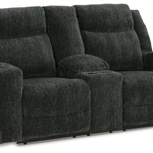Martinglenn - Ebony - Dbl Reclining Power Loveseat W/Console