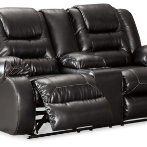 Vacherie - Black - Dbl Rec Loveseat W/Console