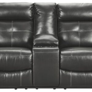 Kempten - Black - Dbl Rec Loveseat W/Console