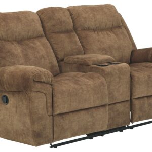 Huddle-up - Nutmeg - Glider Rec Loveseat W/Console