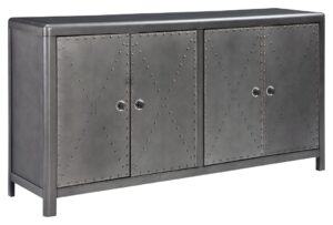 Rock - Gunmetal Finish - Accent Cabinet - 4 Door