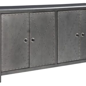 Rock - Gunmetal Finish - Accent Cabinet - 4 Door