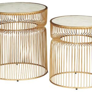 Vernway - White / Gold Finish - Accent Table Set (Set of 2)