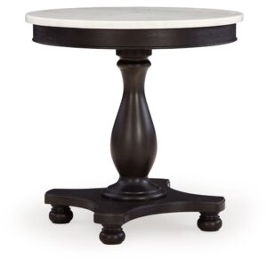 Henridge - Black / White - Accent Table With Pedestal Base